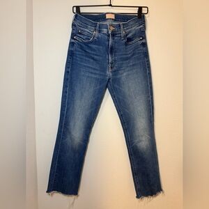 MOTHER Blue Cropped Ankle Jeans